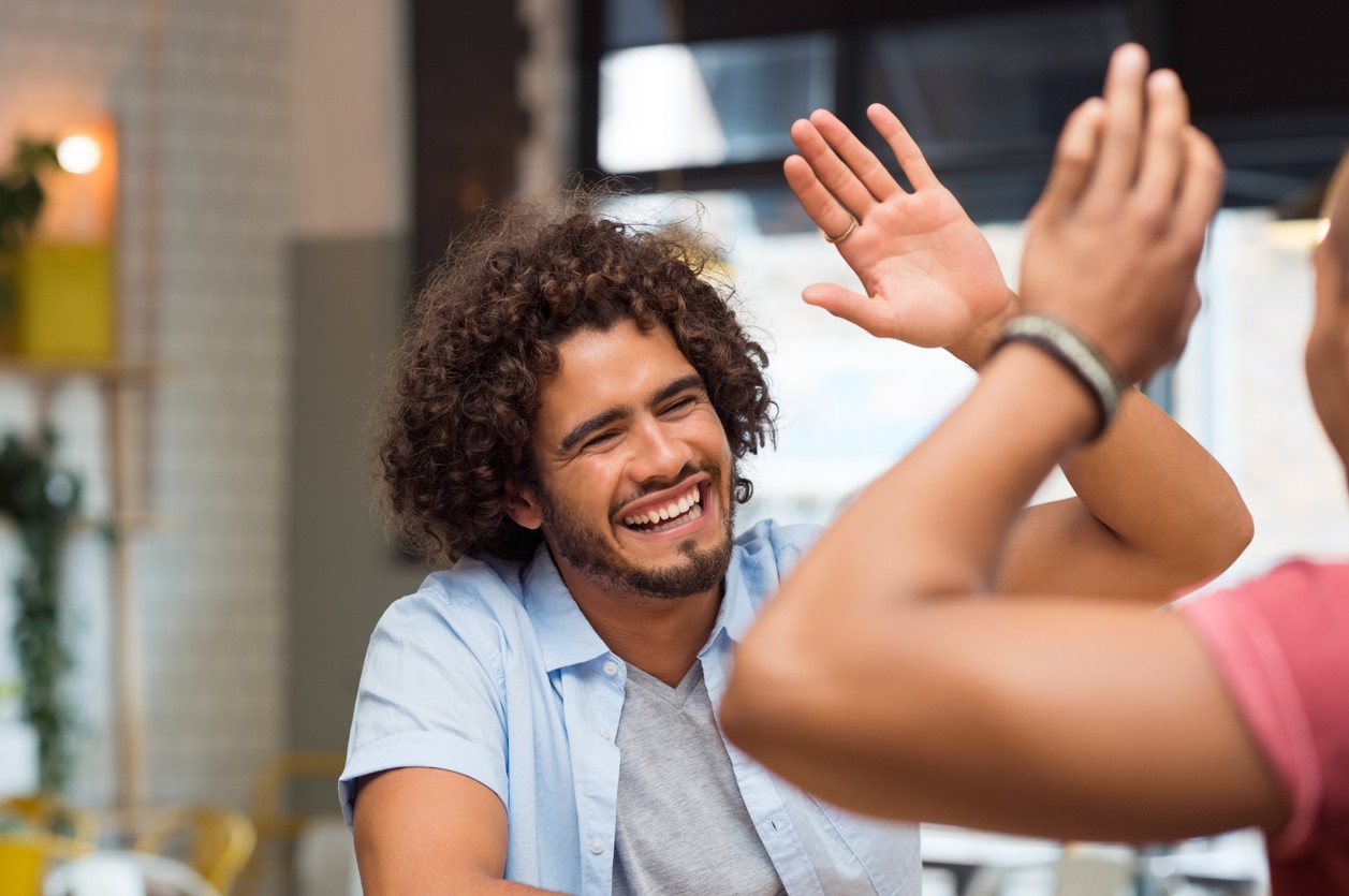 friend giving high five